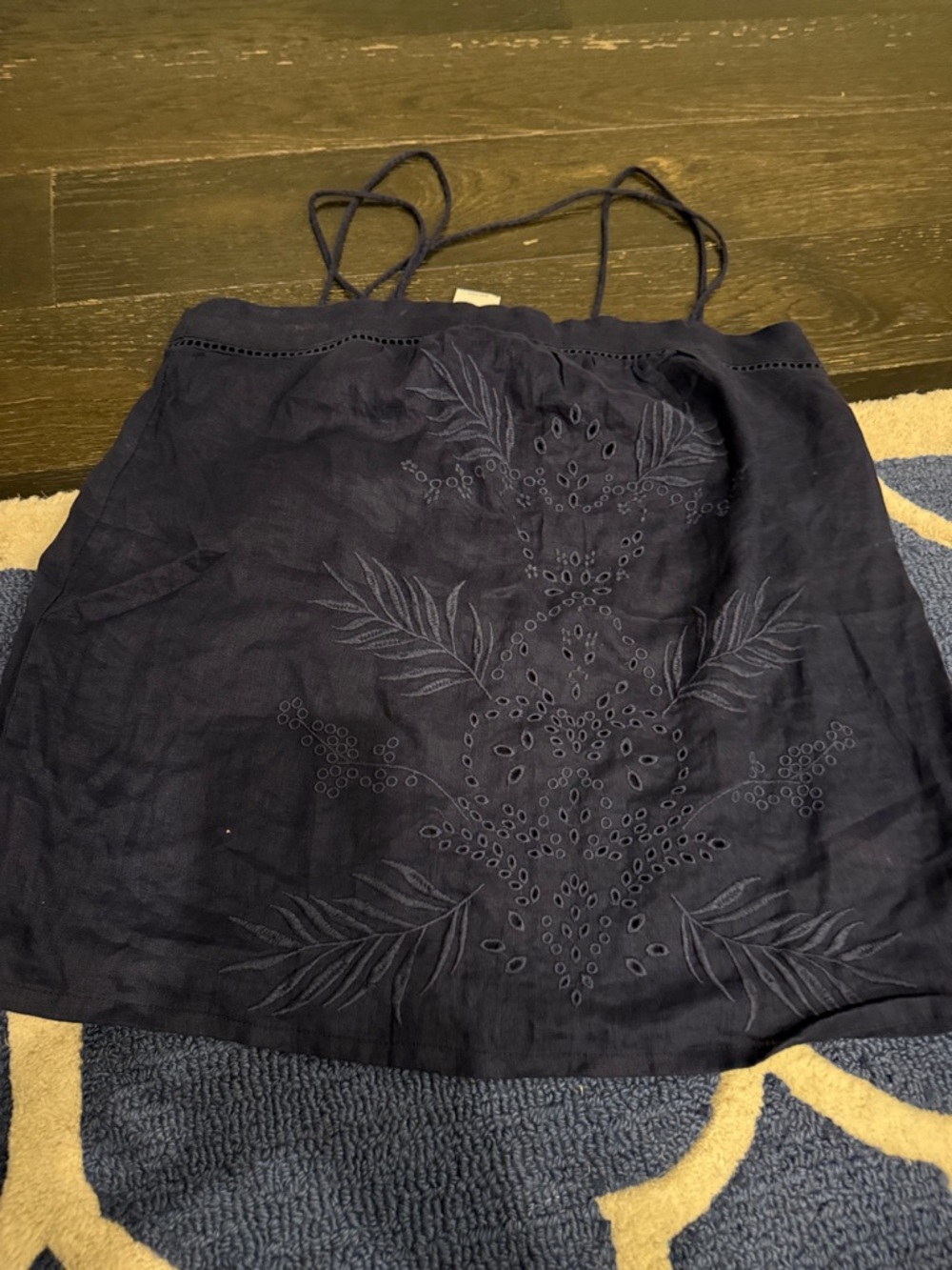 Gap Navy Embroidered Linen Cami Top